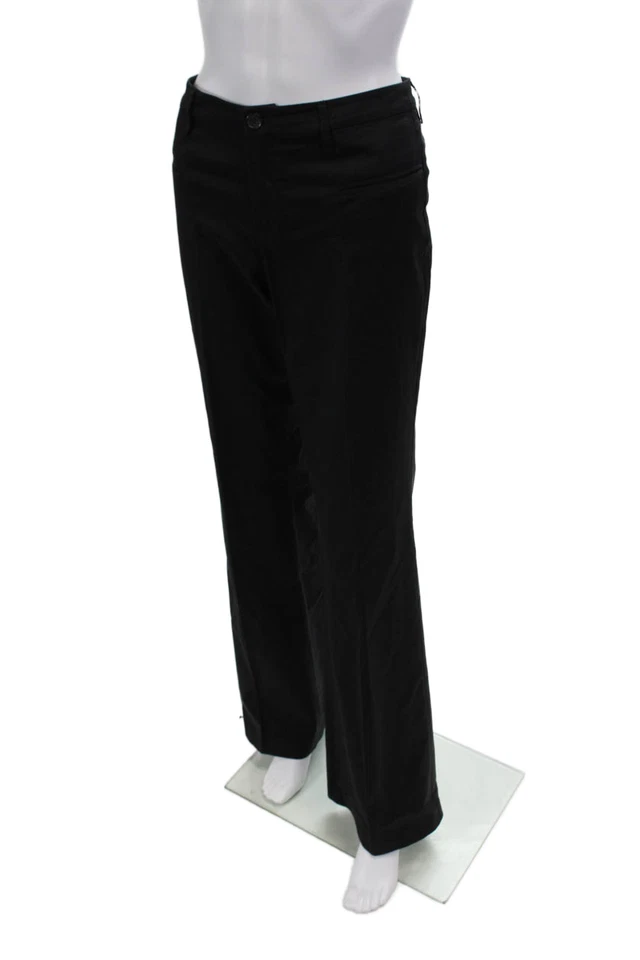 Pantalones acampanados Strenesse Gabriele Strehle para mujer mezcla de algodón tiro medio negros talla 6 Foto 2 de 4