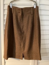 Mondi Vintage Brown Wool Skirt EU 40  US 10  Animal Print A-Line Lined