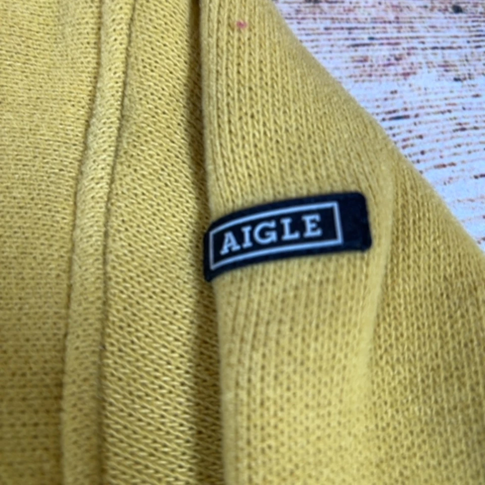 Aigle Mens XL Yellow Polartec Thermal Pro Fleece Sweatshirt Warm Durable Outdoor — 第 2/4 张图片