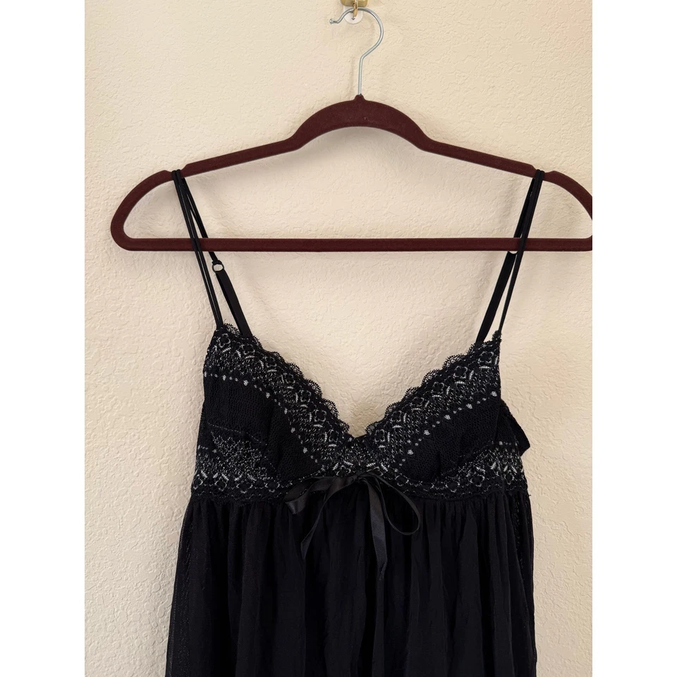 Camisón para mujer Cosabella negro con ribete de encaje Babydoll Chemise talla XS Whimsigoth Foto 3 de 4