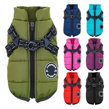Pet Dog Jacket With Harness Winter Warm Dog Clothes Waterproof Dog Coat Outfits