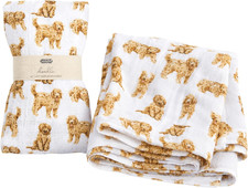 Muslin Baby Swaddle Blanket Cotton Doodle Print 40x40 Inches Newborn Nursery
