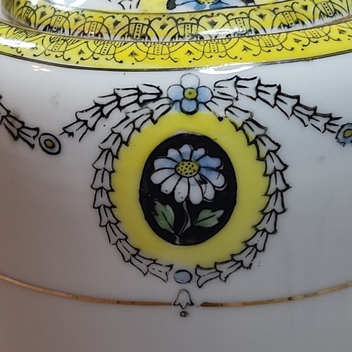 Vintage Noritake Morimura Japan Kaffee Schokolade Kanne gelb schwarz Gänseblümchen Girlande Swag - Bild 9 von 12