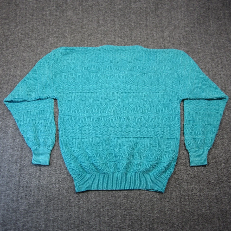 Suéter De Colección The Fox Colección Mujer L Turquesa Texturizado 3D Tejido Algodón EE. UU. Años 80 Foto 2 de 4