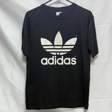 Adidas Trefoil Graphic T-Shirt Black Double Sided Logo Made in USA Mens Vintage