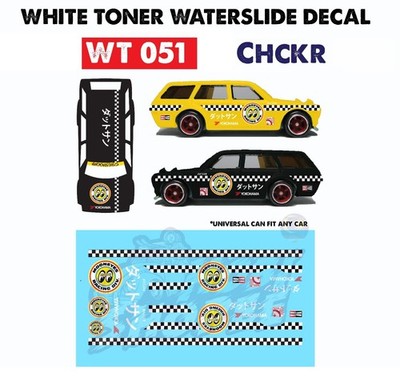 WT051 White Toner Waterslide Decals Wagon Universal For Scale 1:64 Hot Wheels