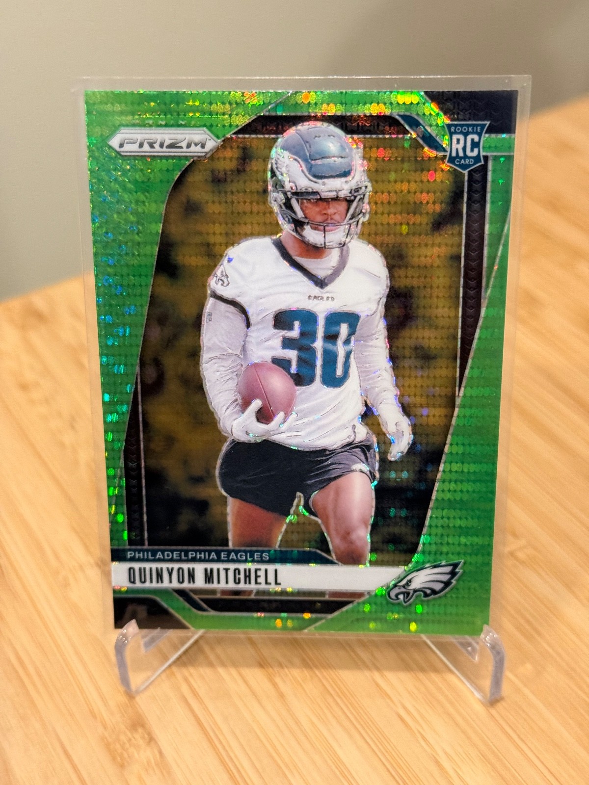 2024 Panini Prizm Quinyon Mitchell Neon Green Pulsar Prizm #381 RC Eagles