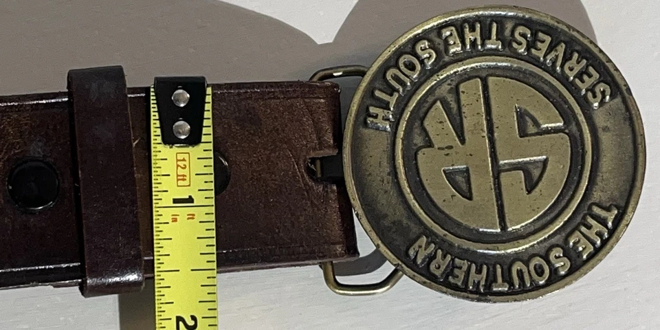 Southern Railway SR sirve al sur de colección Hebilla de cinturón de latón con cinturón de cuero 38 Foto 4 de 4
