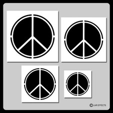 Set of 4 Peace Sign Symbols STENCILS 2 through 5 inches Hippy/Love/60's