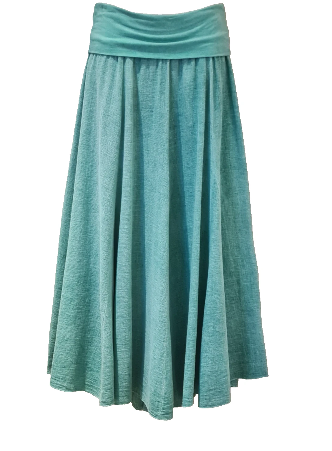 Italian Washed Linen Skirt High Waist Panel Green Lagenlook One Size 10-14 New