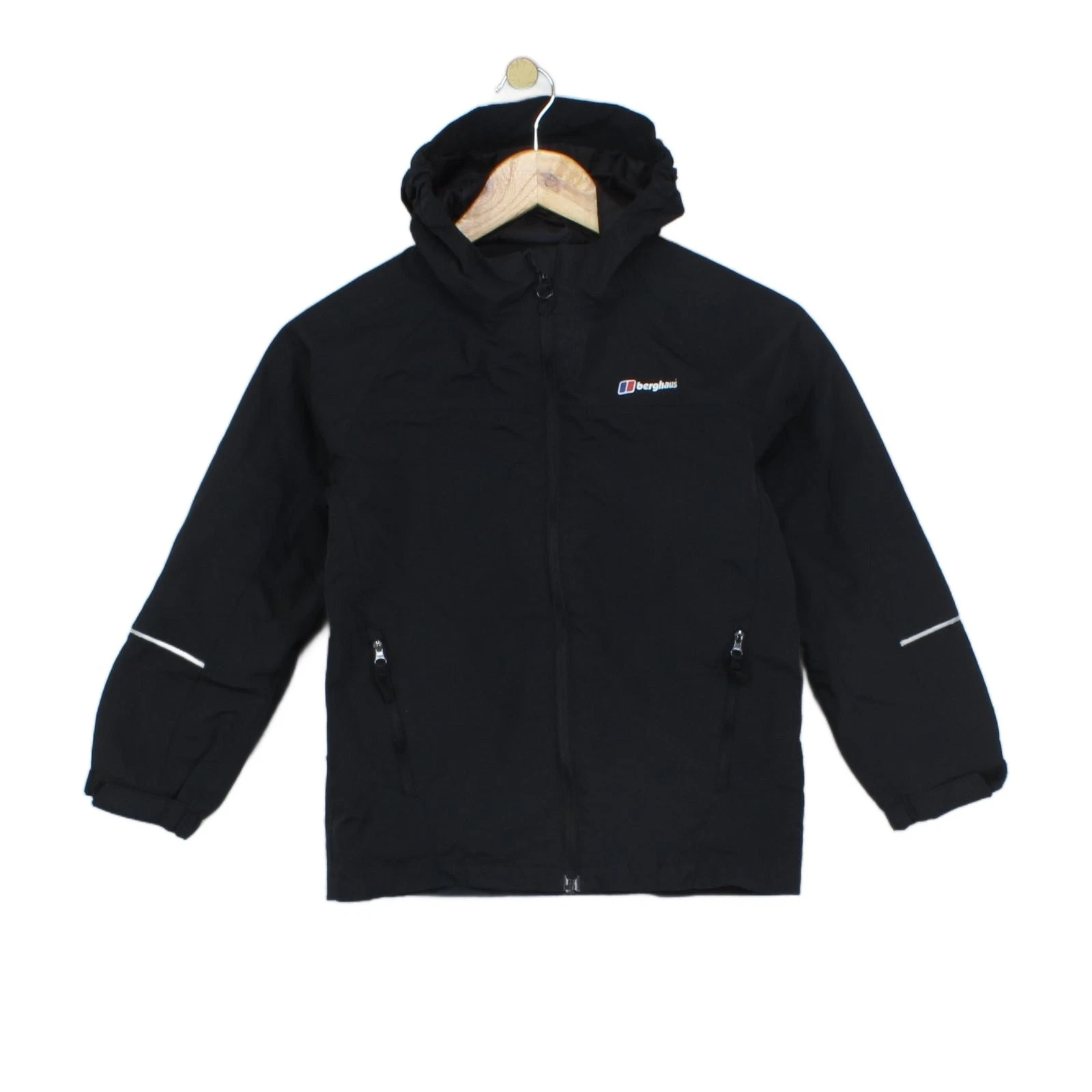 Berghaus Waterproof Jacket Boys Size 7-8 Years Black Outdoor Hooded Kids