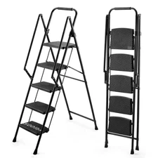 Anky 5-Step 10 Ft. Reach Height Iron Step Stool 500 Lb. Load Capacity