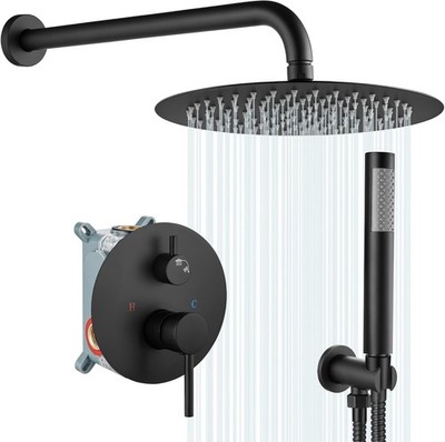 Shower System 10 Inch Round Rainfall Showerhead Wall Mounted High Pressure