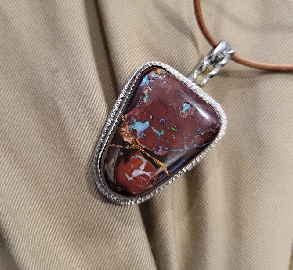 55.70 CT KOROIT BOULDER OPAL NECKLACE 20" CORD - Image 2 of 3