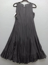 Teri Jon Women's Dress A-line Midi 4 Gray Striped Sleeveless