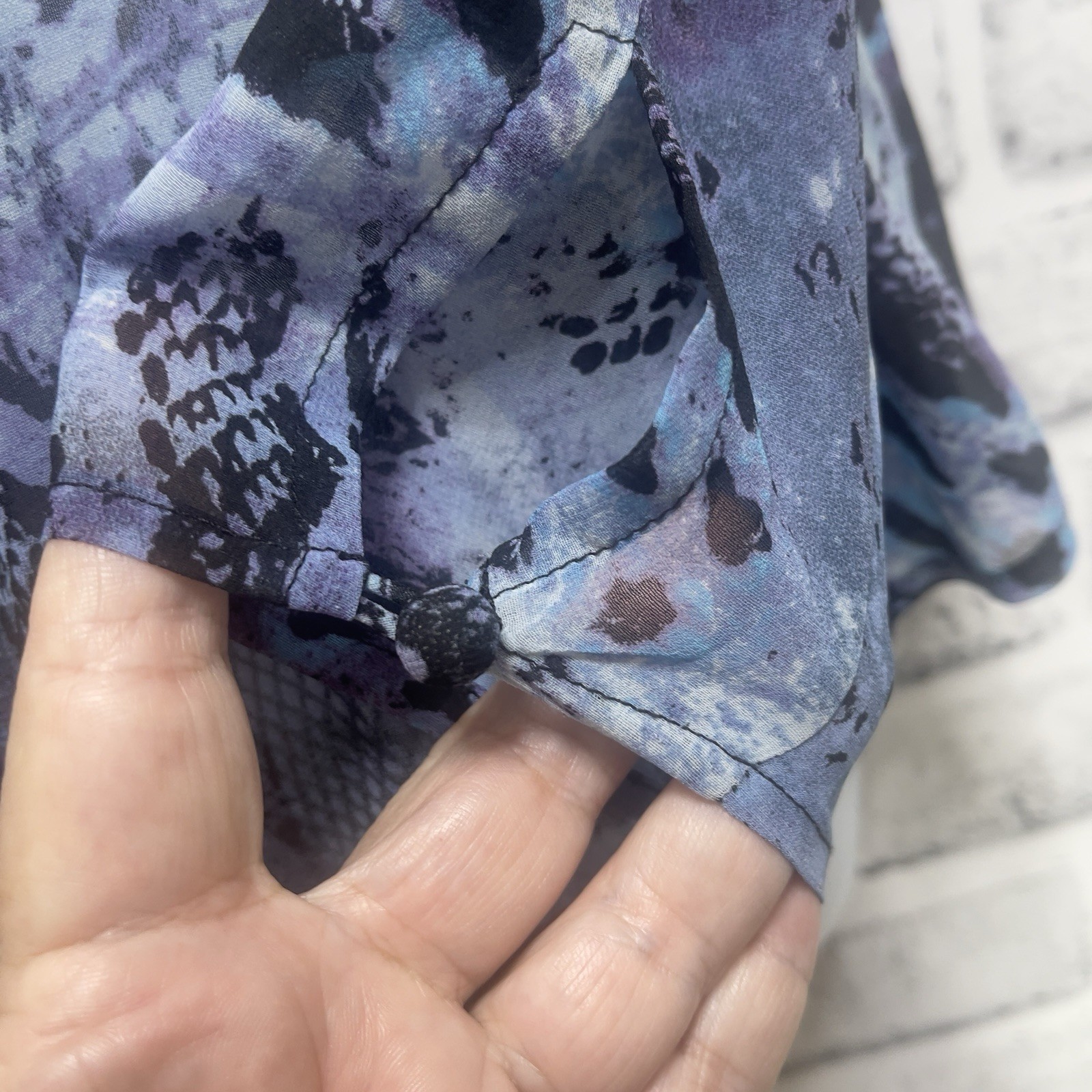 CAbi Semi Sheer Python Hidden Button Blouse Small… - image 3