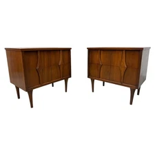 Mid-Century Modern Walnut Nightstands - Set of 2
