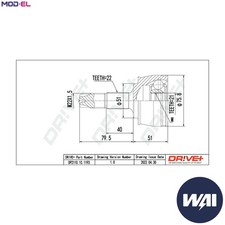JOINT KIT DRIVE SHAFT DP2110.10.1193 FOR ALFA ROMEO FIAT GRANDE/PUNTO STILO MITO