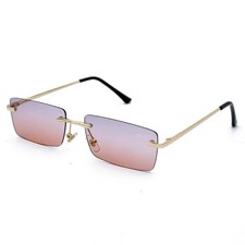 Damen Sonnenbrille Vintage Damen Polarisiert Urlaub Randlos Herren Retro UV400