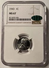 1943-P Lincoln Wheat Cent NGC MS67 CAC