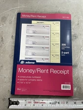 Adams Money Rent Receipt Pad 2-Part Carbonless 200 Sets DC1182 7 5/8 x 10 7/8 in