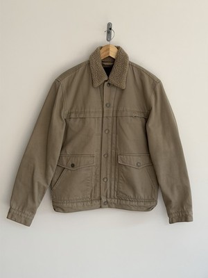 Levi s Sherpa Trucker Jacke Twill Cord Baumwolle Beige Taupe Fell Herren Medium