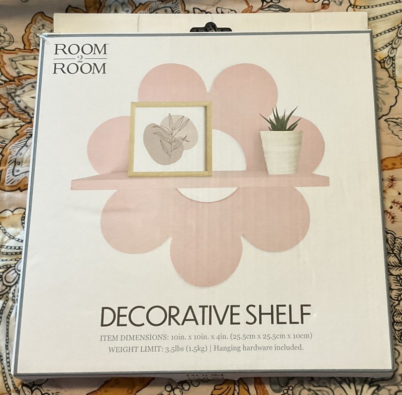 Room 2 Room Pink Flower Decorative Wall Shelf 10in x 4in Hanging Hardware Inc