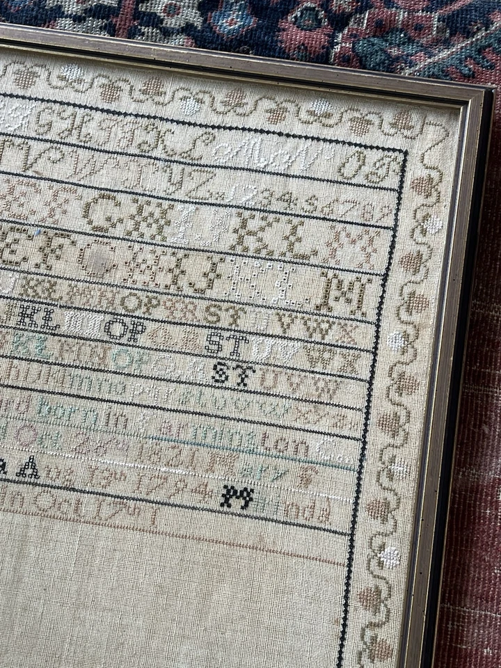 Antique Farmington, Connecticut Silk Needlework Sampler AAFA 19th C 1821 - Image 2 of 4