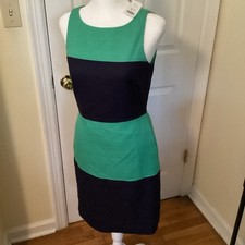 Banana Republic nautical shift sheath dress size 0 green navy blue