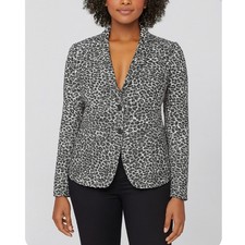 Blazer Banana Republic Fitted Metallic cheetah silver/gray/black button SZ 8