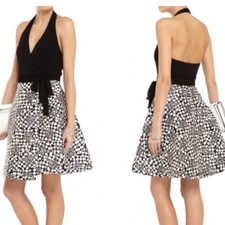 NWT Diane von Furstenberg Amelia Halter Fit & Flare Wrap Dress in Black Dots
