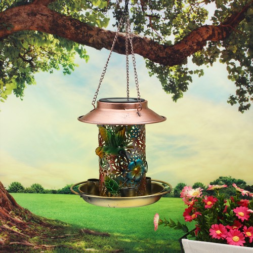 Outdoor Light Bird Feeder Hanging Feeders for Outdoors Solar Outside - Afbeelding 7 van 11