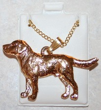 LABRADOR RETRIEVER Standing Dog 24K Gold Plated Pewter Pendant Chain Necklace