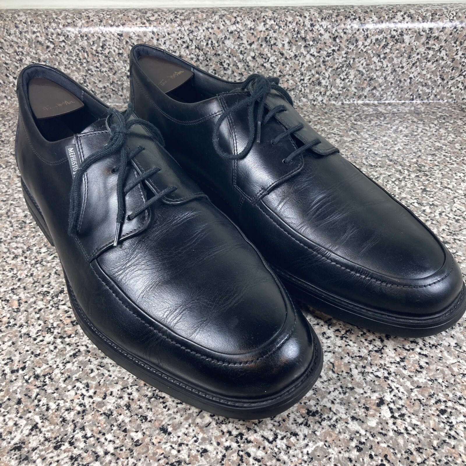 SAOLA Scarpe derby Mephisto Air Jet nere in pelle con lacci grembiule punta uomo taglia 11 5 ottime condizioni