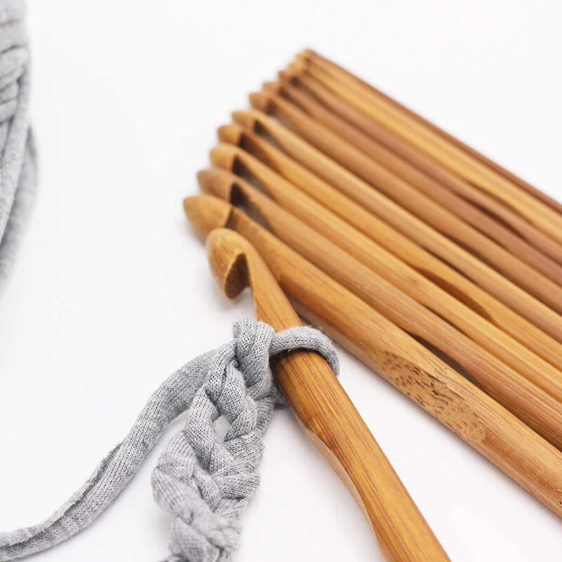 12Pcs/Set Natural Wooden Bamboo Crochet Hooks DIY Wooden Knitting Needle  3-10mm