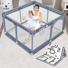 50" x50" Playpen with Mat Waterproof for Babies and Toddlers Play Pen Playards /