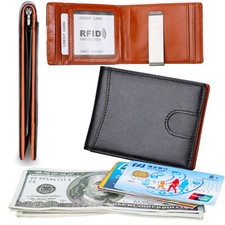 Minimalist Slim Wallet with Money Clip RFID Blocking Front Pocket Purse for Men