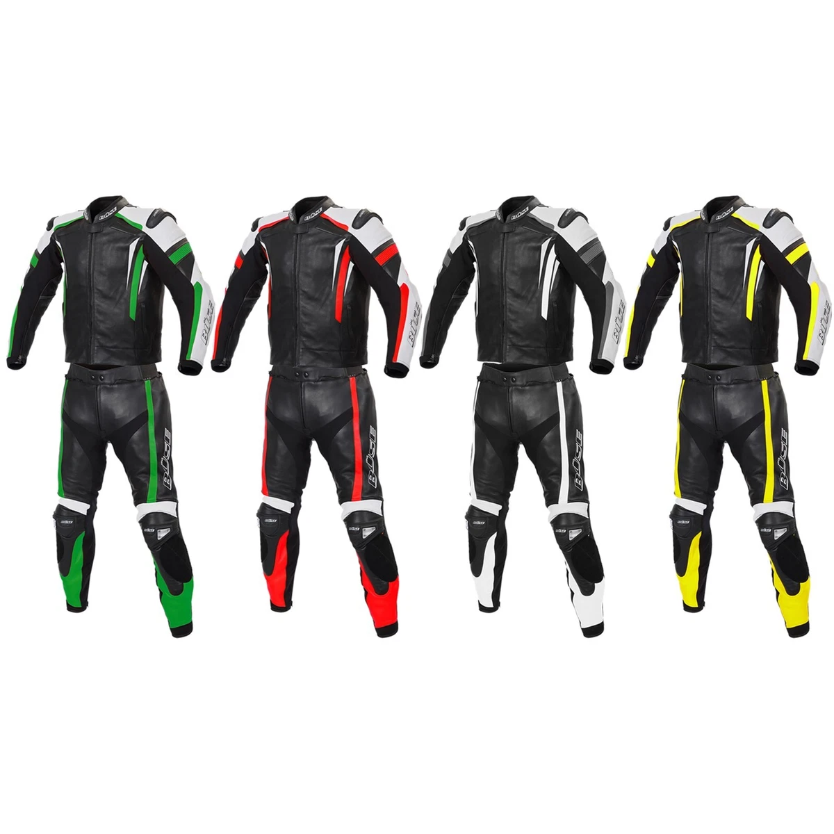 Urban Kevlar 2-teiliger Motorrad Lederkombi – Rindsleder, CE-Rüstung, Knieschleifer & Renn-Design