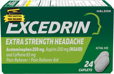 Extra Strength Caplets for Headache Pain Relief, 24 Count      