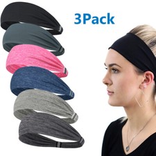 3Pack Men Women Headband Running Stretch Yoga Gym Running Wide Sweat Sweatband