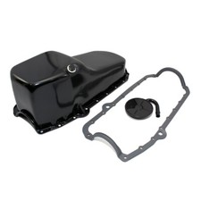 Small Block Chevy 58-79 4qt. Black Painted Oil Pan 350 Sbc W Std Pick Up Gasket