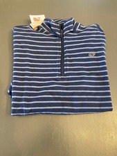 Boys Vineyard vines feeder stripe jersey 1/4 zip navy XL 18 