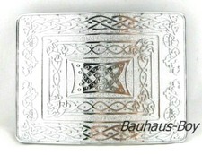 FIBBIA CINTURA KILT NODO CELTICO SCOZZESE FINITURA CROMATA BOXED HIGHLAND KILTWEAR UOMO