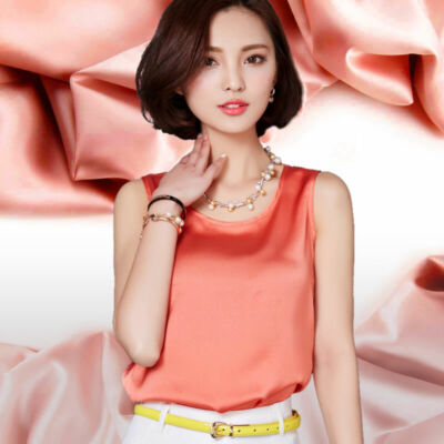 Women Satin Silk Vest Sleeveless Smooth Tank Top Sling Shirt Sun-top Plus Size