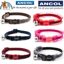 Ancol Velvet Cat Collar Sparkle & Frills Red Pink Grey Coffee Wine Red          