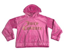 Juicy Couture Hoodie Girls Small Pink Velvet Retro Y2K Pullover Logo Preppy