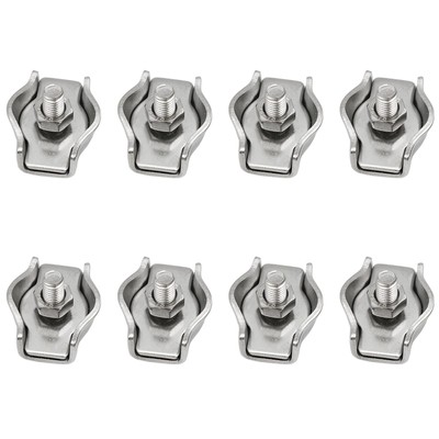 8Pcs M6 Single Bolt Cable Clamp Wire Rope Clips Stainless Steel Simplex Clamp...