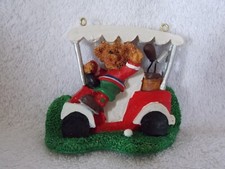 Kurt S Adler Golfing Bear Driving Golf Cart Christmas Ornament