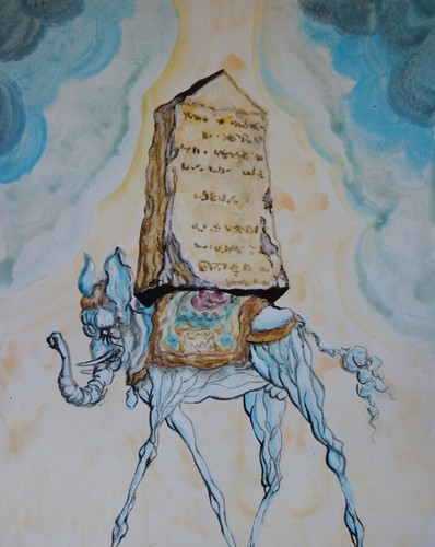 Rare fine unique painting, surreal elephant, signed Salvador Dali, w COA - Picture 3 of 10