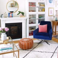 Footrest Moroccan Ottoman Unstuffed Brown Pouffe Handmade Genuine Leather